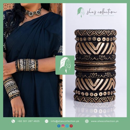 Golden Glow Black Bangles