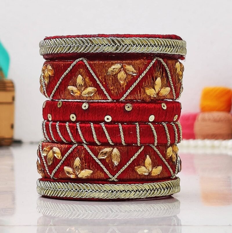 maroon with golden accents bridal bangles-min