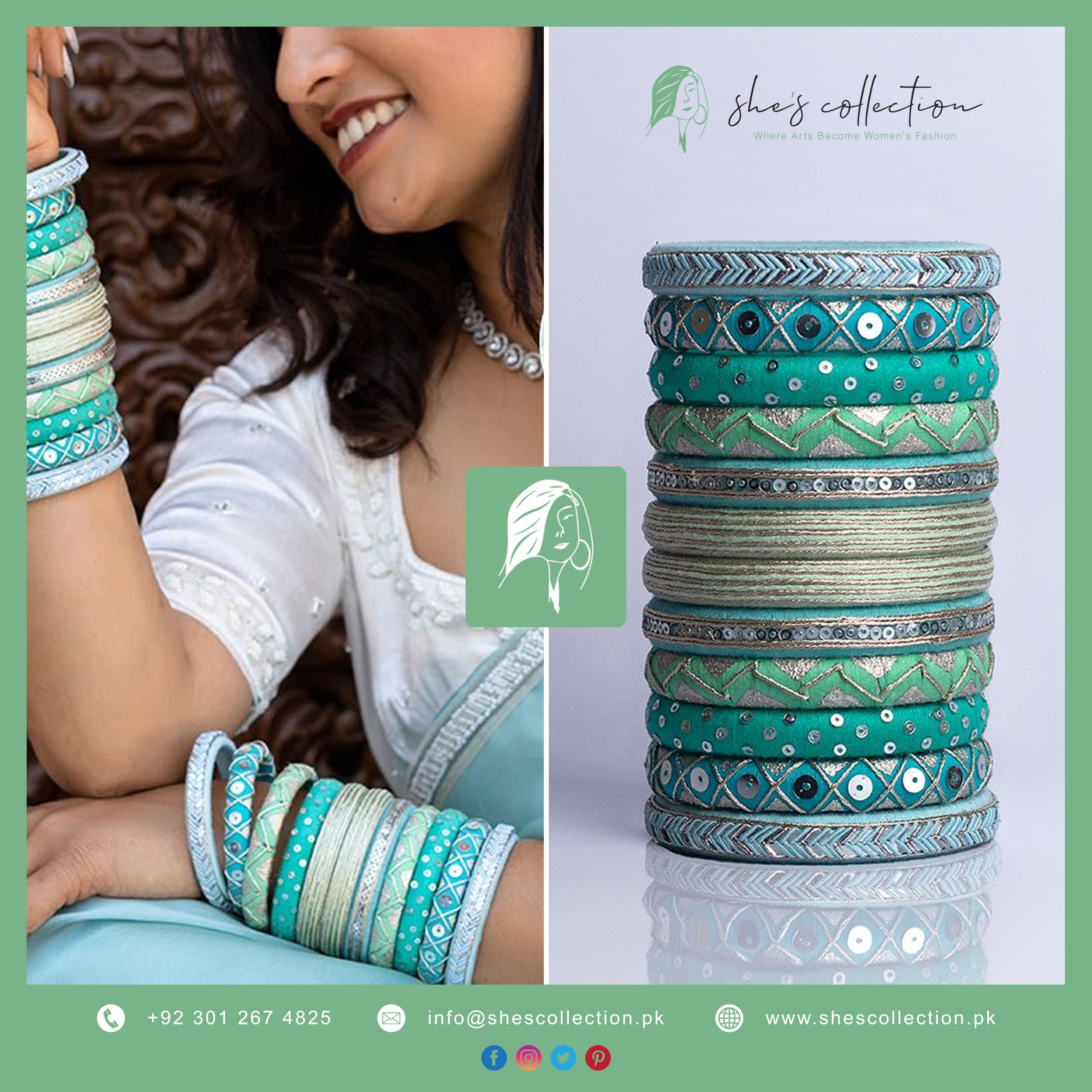 Cool Mint Handmade Bangles