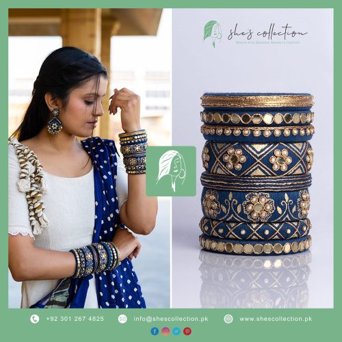 Golden Navy Shimmer Bangles