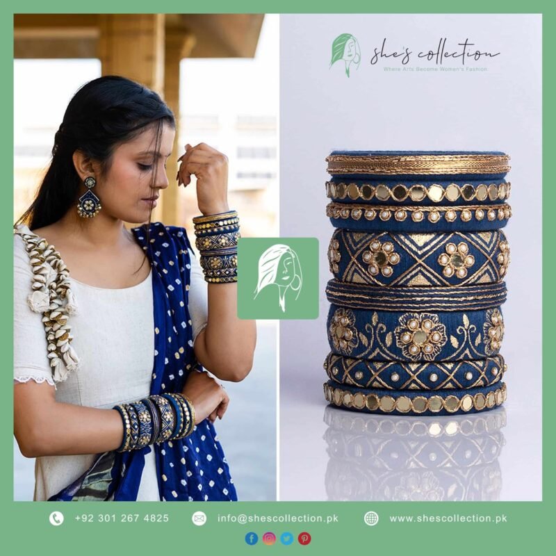 Golden Navy Shimmer Bangles