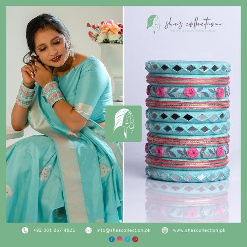 Sky Blossom Handmade Bangles With Mirrors