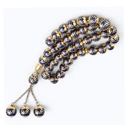 Blue & Gold Tasbeeh 33 Beads – Fancy Islamic Gift in Pakistan
