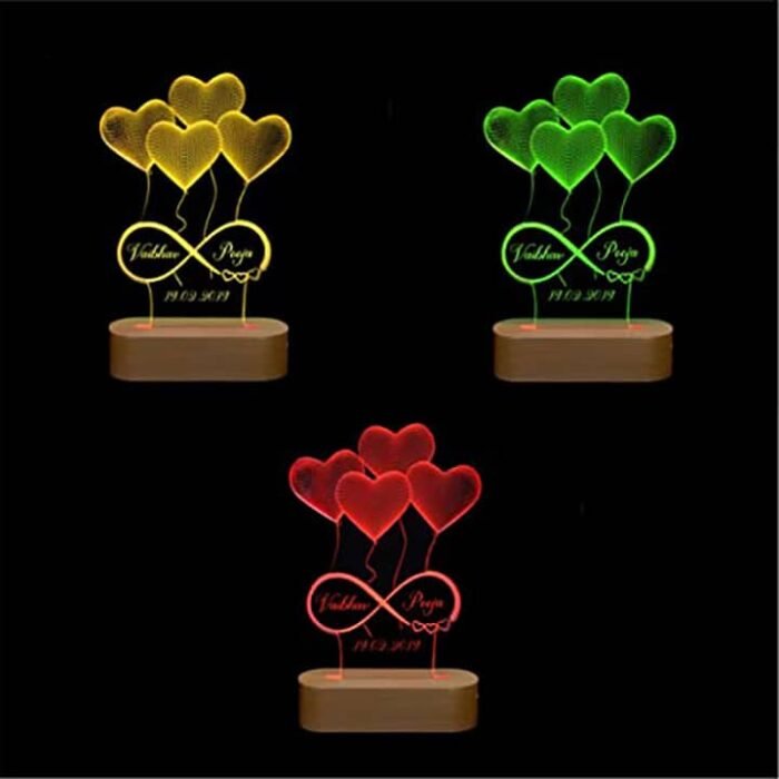 Personalized 3D Illusion Heart-Shaped LED Lamp - Image 3